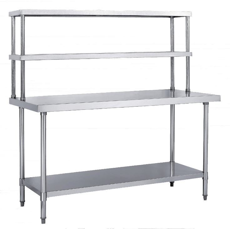 Newworld Stainless Steel work bench with double overshelves